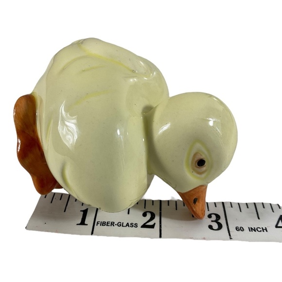 Vintage Ceramic Duck Figurine Pale Yellow with Orange Beak and Feet 4” x 2” x 3 - Picture 12 of 12
